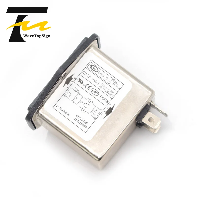 WaveTopSign CANNY WELL Power EMI Filter CW2B-3A 6A 10A-T CANNY WELL EMI с кулисным переключателем + разъем