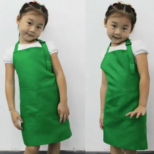 New Kids Cleaning Apron Children Kitchen Cooking Baking Painting Art Keep Clean Pocket Bib Apron 54cm x 50cm Drop Shipping