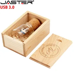 JASTER USB 3.0 wooden cork drifting bottle flash drive pendrive 4GB 8GB 16GB 32GB 64GB wishing bottle wedding gift customer LOGO