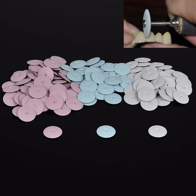 30Pcs Dental Lab Polishing Wheels Burs Silicone Polishers Disk Coarse Blue/White/Red 22*3.5mm