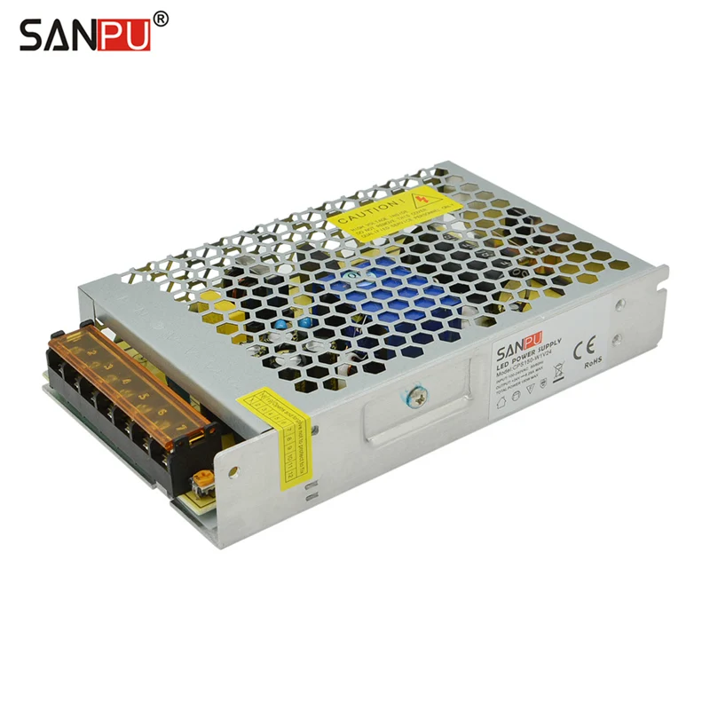 SANPU SMPS Power Supply 24 Volt 150W LED Driver Transformer AC DC 24V 6A DC24V IP20 (Same Dimension with Mean Well LRS-150F-24)