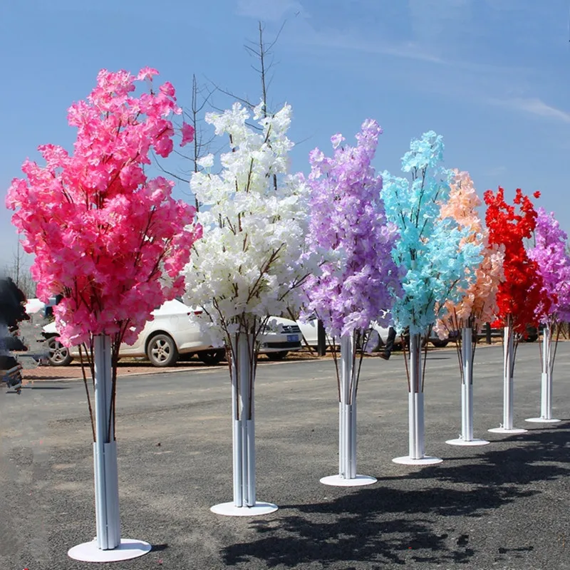 

150CM Tall Upscale Artificial Cherry Blossom Tree Runner Aisle Column Road Leads For Wedding T Station Centerpieces Supplies