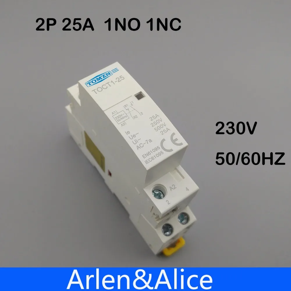 TOCT1 2P 25A 1NC 1NO 230V 50/60HZ Din rail Household ac Modular contactor one normal open and one normal close