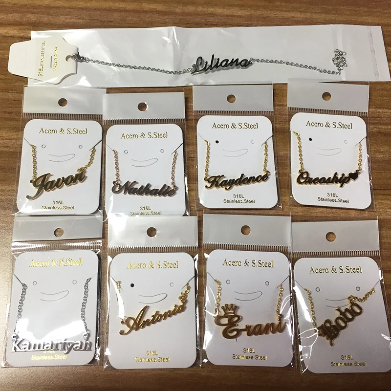 Atoztide Stainless Steel Customized Name Letter Necklace Women Personalized Initial Gold Color Charm Chain Necklace Nameplate