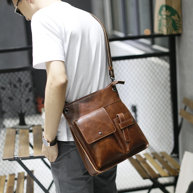 Vintage Crazy Horse PU Leather Men Bags Hot Sale Male Messenger Bag Man Fashion Crossbody Shoulder Bag Men\'s Travel New 2017 Bag