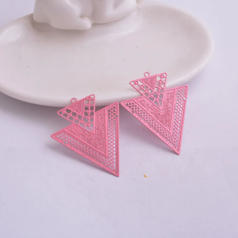 50 Stück AB3335 Silberfarbene Große Dreieckige Anhänger für Ohrringe Geometrische Bunte Anhänger Verbinder DIY Schmuck Ohrringe – Detail 8