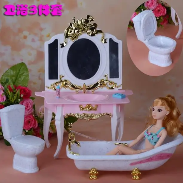 for princess for barbie dresser shower bathtub bathroom house furniture accessories 1/6 bjd doll accessories bjd toy