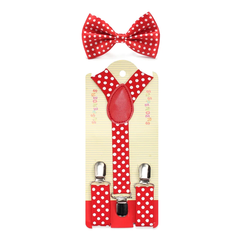 Crianças Crianças Meninos Meninas "Polka Dot" Padrão Suspensórios Elásticos Para Calças Pant Bow tie Set Y-Shape Chaves Borboleta Nó Presente