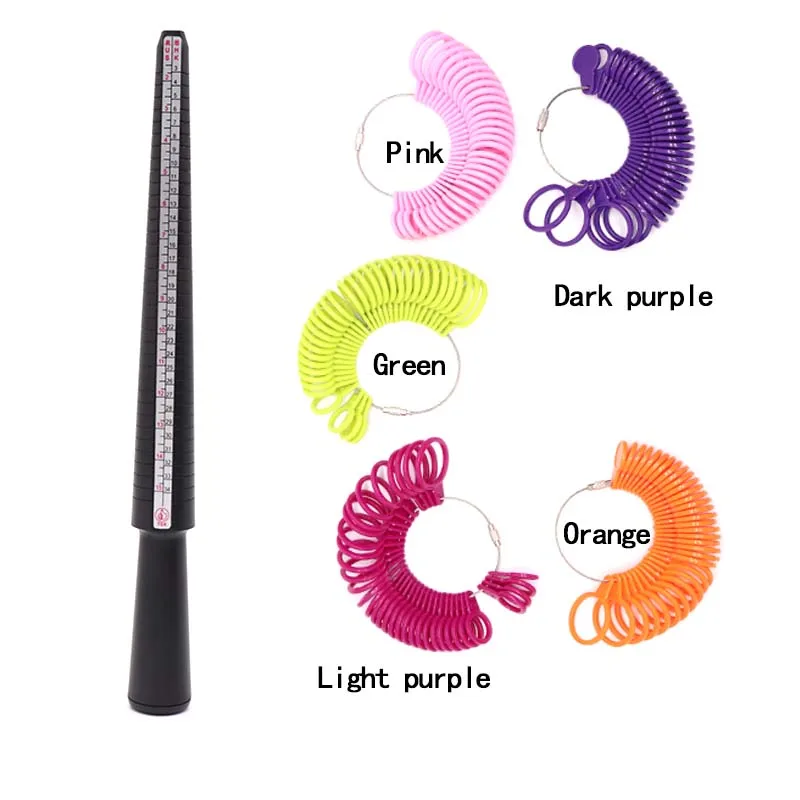 Superior Plastic Ring Size Gauges Set Measuring Ring with Rings Mandrel Sizer Finger Sizing Measuring Stick Ring Jewelry Tools