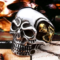 Beier new store 316L Stainless Steel ring top quality Big Tripple Skull Ring Punk Biker jewelry LLBR8-068R