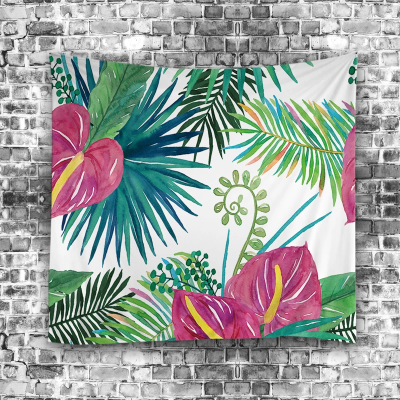 CAMMITEVER Summer Flower Tapestry Fresh Flower Hanging Beach Leaf Tree Tapestry Leaf Wall Texture Background Leaves