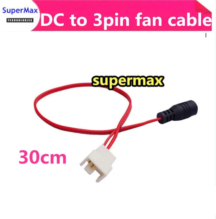 NEW Black Sleeved DC 5.5 x2.1mm to 3Pin Fan Adapter Cable  notebook computer  - 30cm