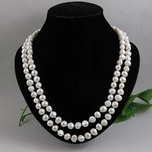 

120cm Long Pearl Necklace AA 8-9MM White Color Genine Freshwater Pearl Necklace Baroque Pearl Jewellery Big Size Pearl