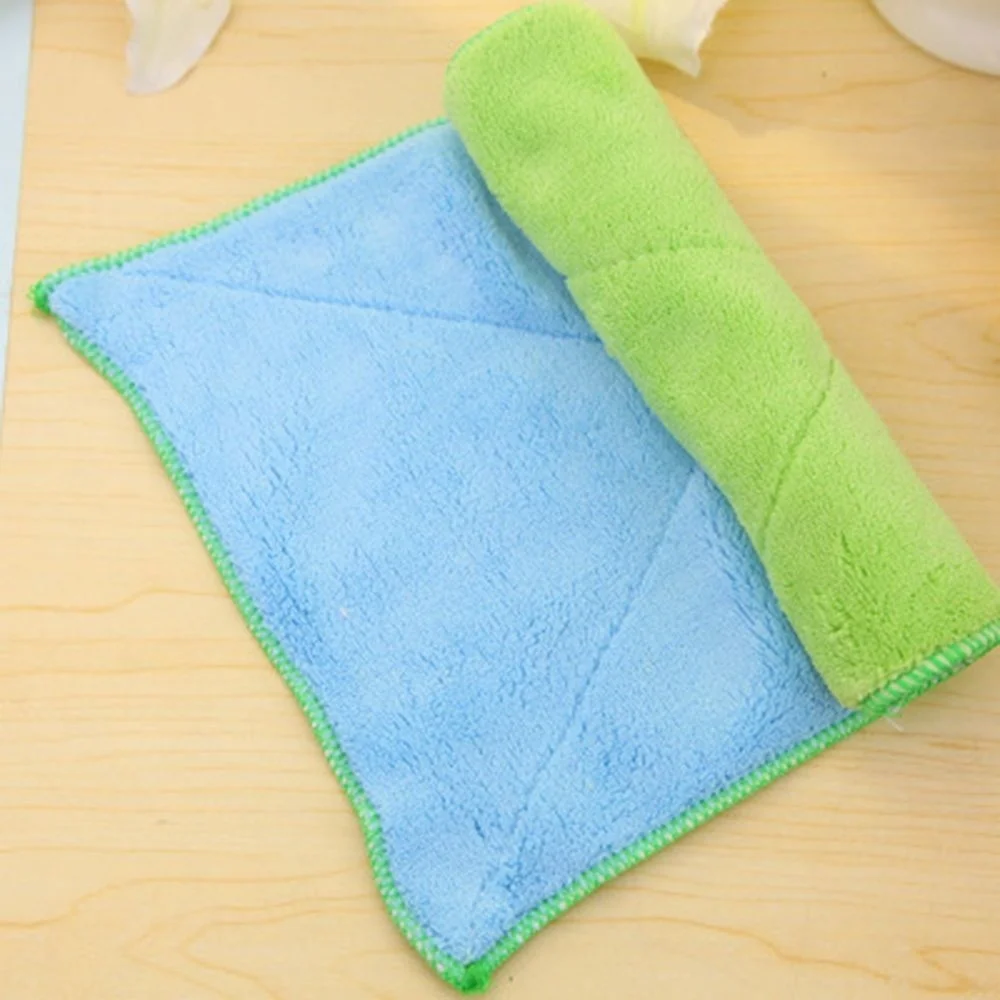 3PCS Bath Towel Kitchen Cleaning Wiping Microfiber Cloth Fiber Kitchen Clean DishDouble Sided Suction Water Thick Cleaning Towel