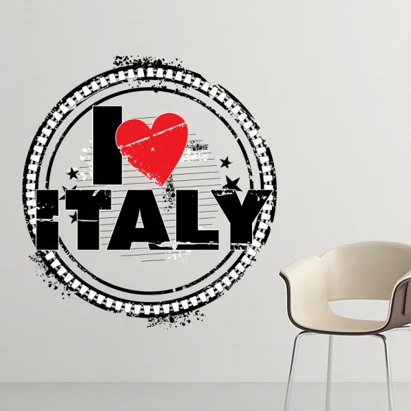 

I Love Italy Word Love Heart Illustration Pattern Removable Wall Sticker Art Decals Mural DIY Wallpaper for Room Decal