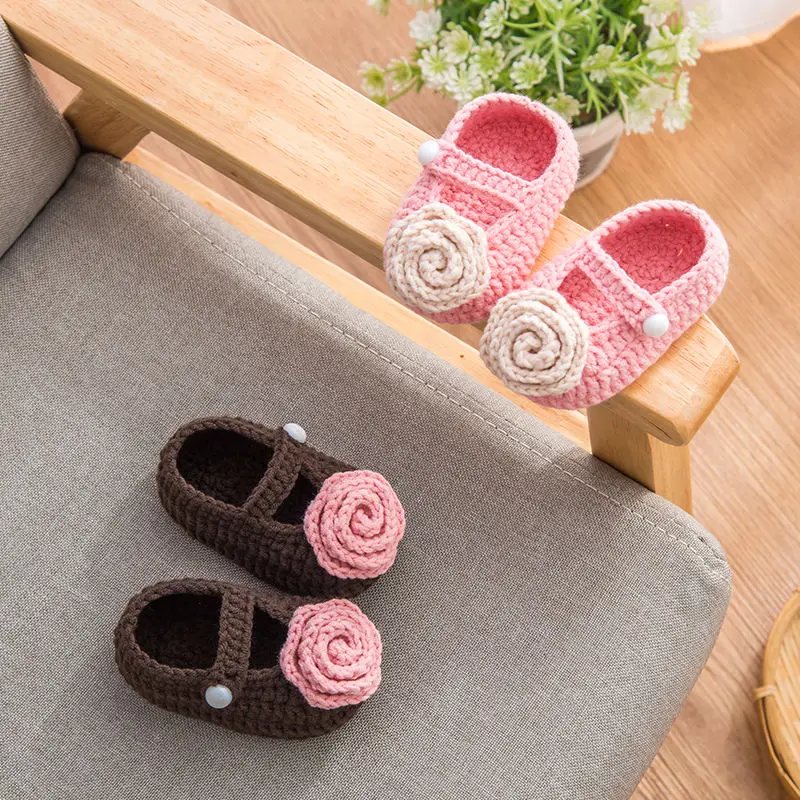 QYFLYXUEHandmade wool Crochet knitted baby shoes, wool and cotton yarn materials, newborn gift shoes