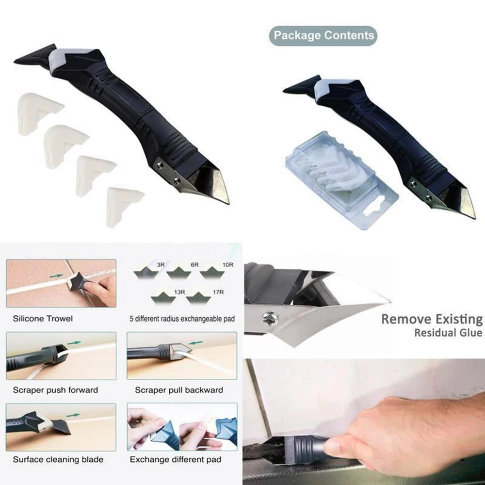 5 in1 Silicone Remover Sealant Smooth Scraper Caulk Finisher Grout Kit Tools Floor Mould Removal Hand Tools Set Accessories