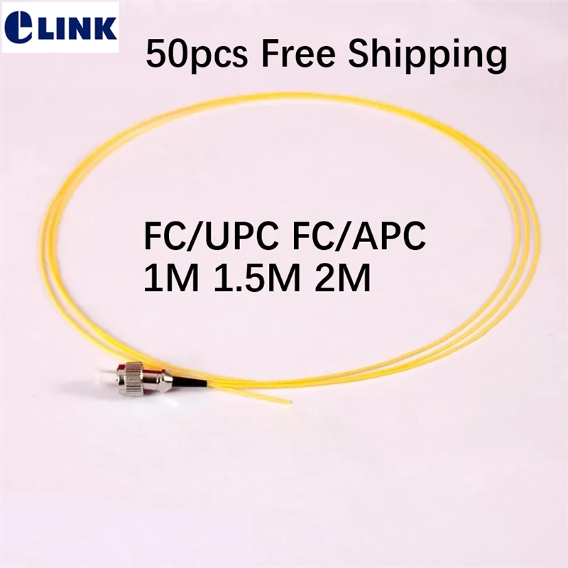 

FC fiber pigtails 0.9mm SM FC/UPC FC/APC 1m 1.5m 2mtr optical fibre pigtail yellow cable 9/125um Singlemode free Shipping 50pcs