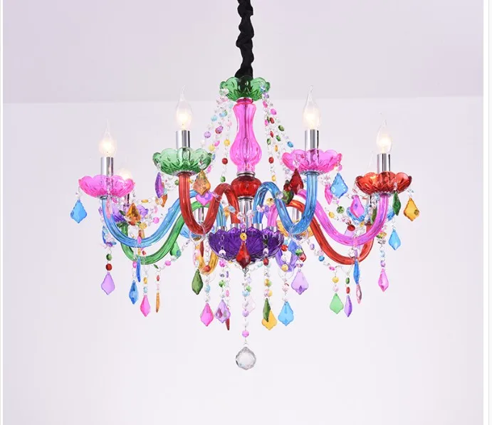 Decorative Colorful Chandelier Bohemia Chandelier lustres de cristal Decoration Tiffany Pendants and Chandeliers Home Lighting