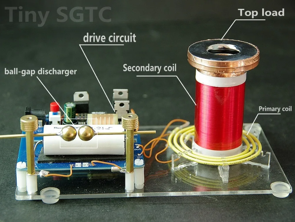 Tiny tesla coil  BALL-GAP Discharger  SGTC spark gap tesla coil DIY Kits science physics toy  Electronic DIY