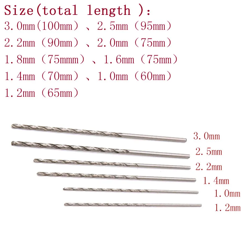 Juego de brocas giratorias para Dremel, taladro de acero blanco de 1,0 ~ 3,0mm, vástago recto, Mini taladro HSS de alta velocidad, 10 Uds.