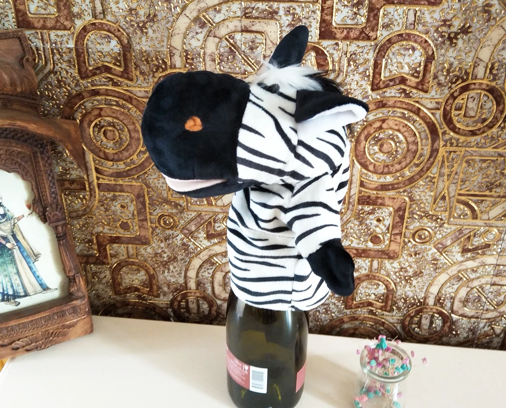 Crianças boneca zebra listras animal bebê pelúcia brinquedo recheado mão fantoche