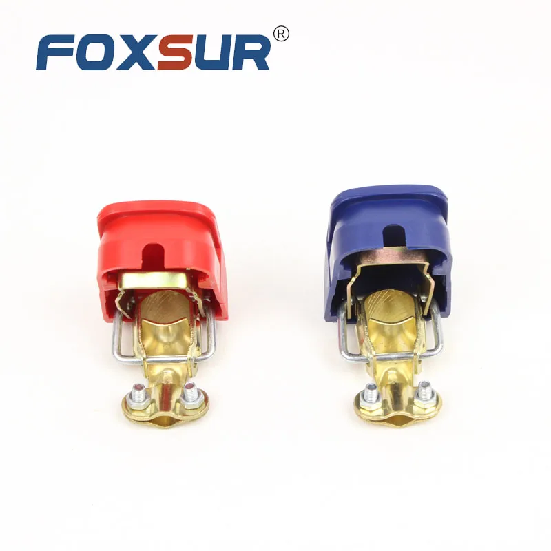 FOXSUR Quick Release Battery Terminal Clamp Connector 12V Car Battery Quick Disconnect Terminal with Thick Plastic case 1 pair