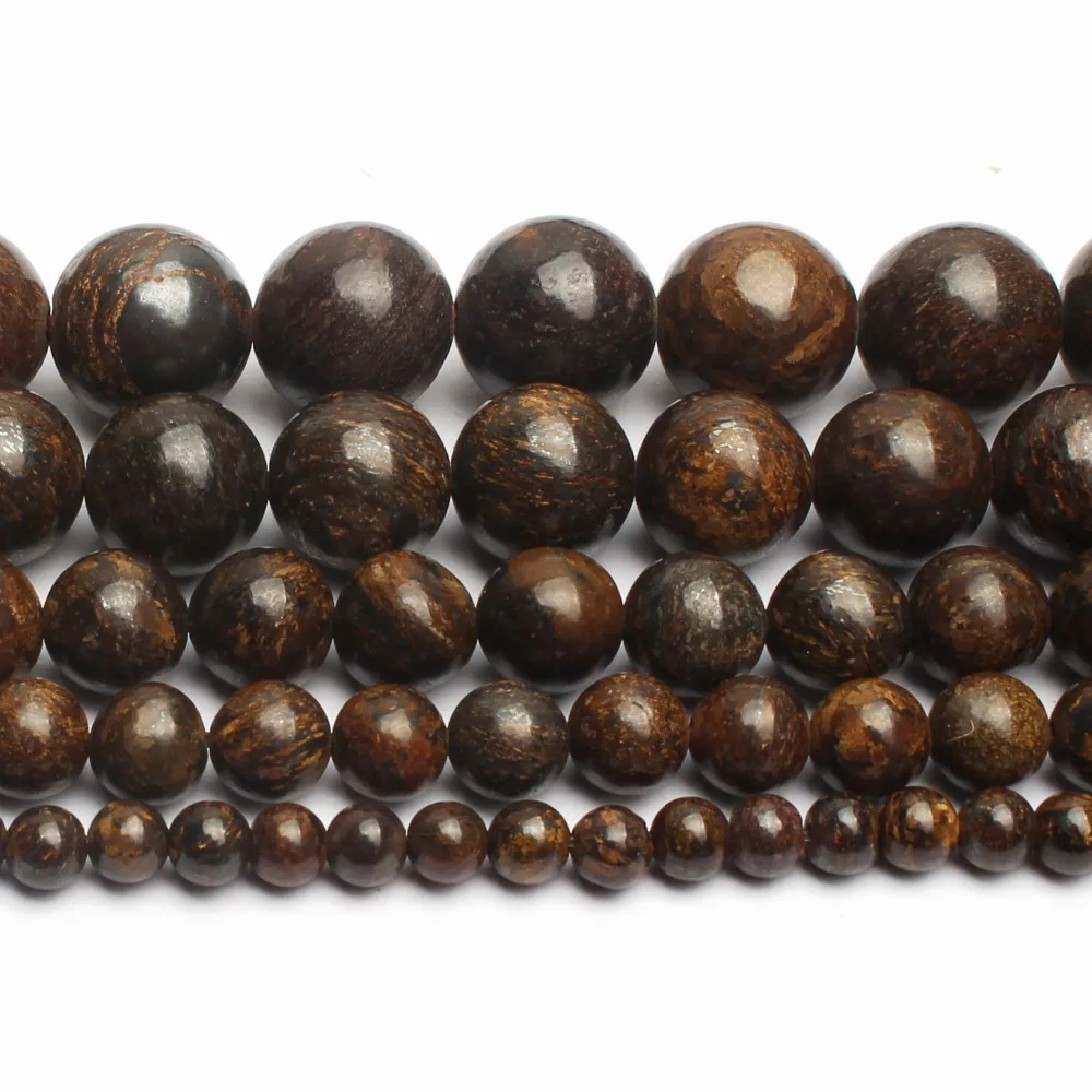 wholesale 4.6.8.10. 12mm  Natural Bronzite Round stone Beads 15.5\