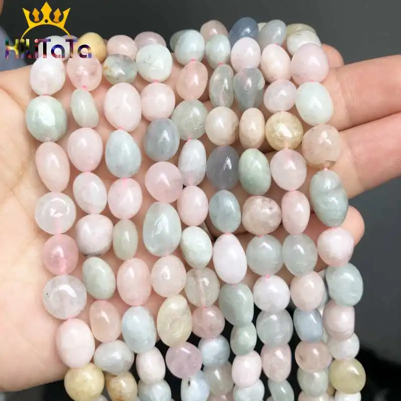 8-10mm Natural Irregular Genuine Morganite Stone Beads Loose Beads For Jewelry Making DIY Bracelet Necklace Accessories 15\'\'