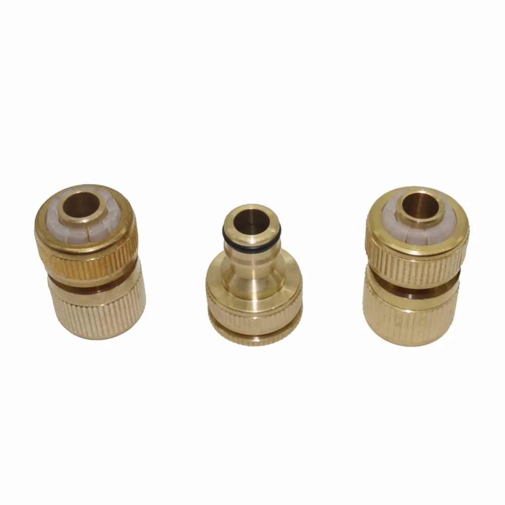 

1 set(3 pcs) 1/2'' Copper Fittings Quick Taps joint Brass Faucets Standard Connector garden water irrigation Accessories