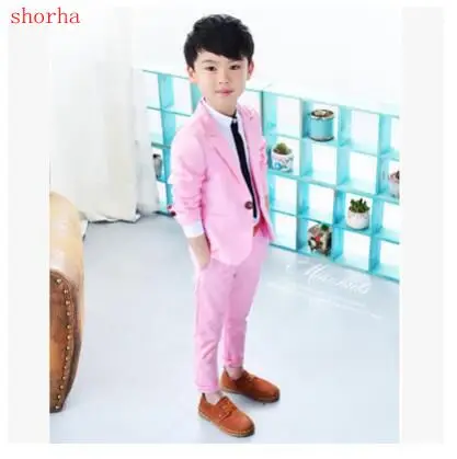 

New autumn fashion Boys Candy Color Casual Tuxedos Kids Spring Solid Formal Wedding Suit Brand Fashion Kids Blue Pink Suit