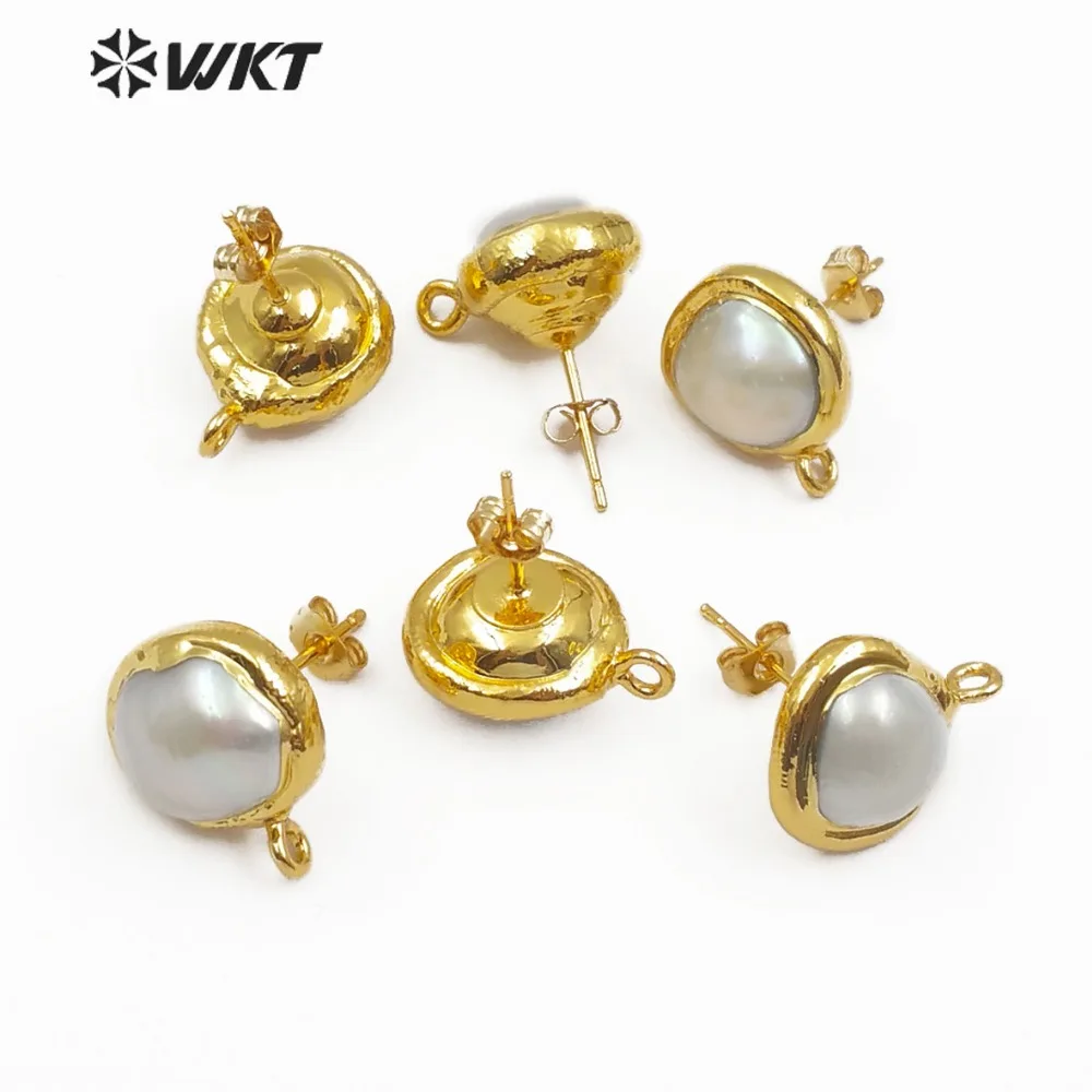 JF301 Natural Freshwater Pearl Earring Finding 10MM Round  Shape Pearl For Women Making Dainty Jewelry Earring Back