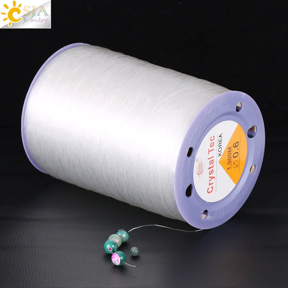 CSJA 1000M Elastic Line Transparent Crystal Cord 1 Roll Stretch Thread Handmade Strong String for DIY Beaded Jewelry Making F375