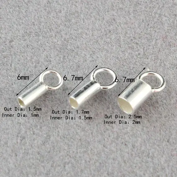 20pcs Genuine 925 Silver Tubes,Hole 1mm 1.5mm 2mm 925 Sterling Silver End Tube, End Cap For Necklace Cord Diy Jewelry Finding