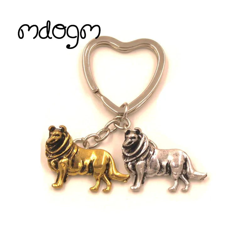 Retro Antique Rough Collie Dog Animal Gold Silver Plated Pendant Keychain For Women Bag Car