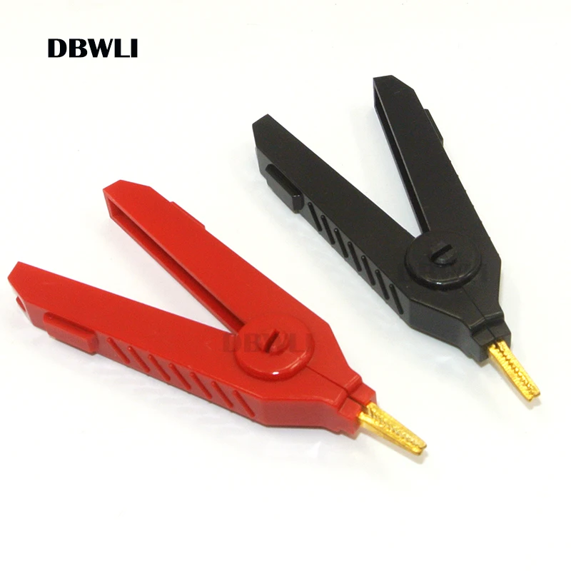 2PCS/sets Alligator Clip 90mm Kelvin Copper Gold Plate Clip Grey+Black+Red