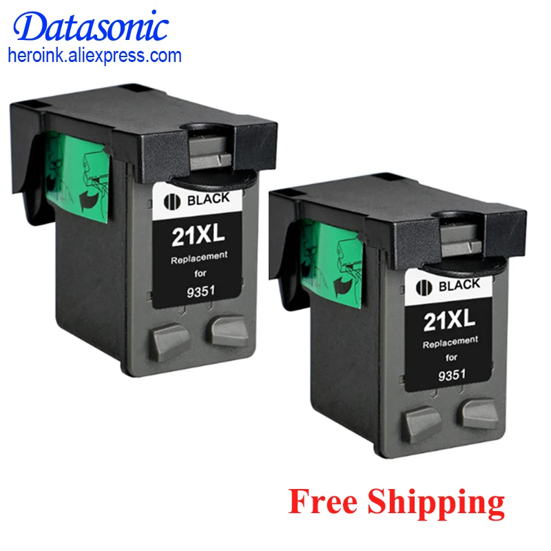 Dat 2pcs 21 Black Ink Cartridge For HP21 21xl Deskjet F380 F2180 F2280 F4180 F4100 F2100 F2200 F300 D1500 D2300 Printer