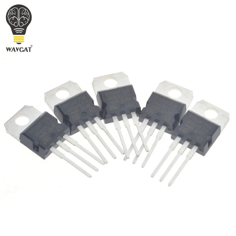 220 트랜지스터, P75NF75, P75N75, STP75NF75, STP75NF75FP, 75V, 10 개/몫