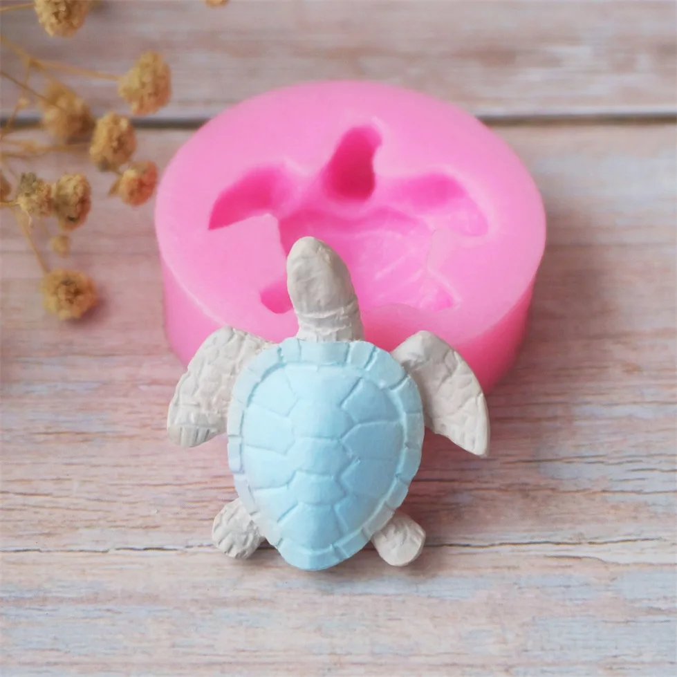 Silicone Fondant Mold Cute lovely Sea Turtle Shape Ocean Theme Fondant Cake Decoration Gum Paste Chocolate Mould Small Size