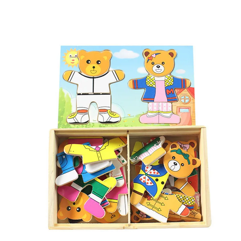 Di legno Di Puzzle Set Giocattoli Educativi per bambini Sopportano Cambiare I Vestiti Puzzle per Bambini In Legno Per Bambini Giocattolo