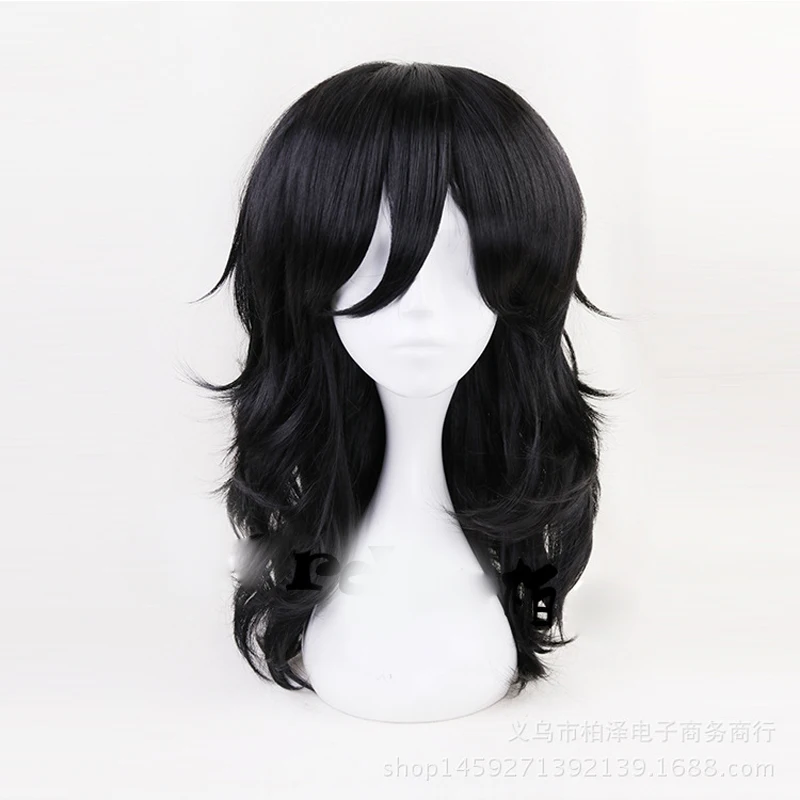 

My Boku no Hero Academia Shouta Aizawa 45cm Long Wavy Black Heat Resistant Cosplay Costume Wig+wig cap