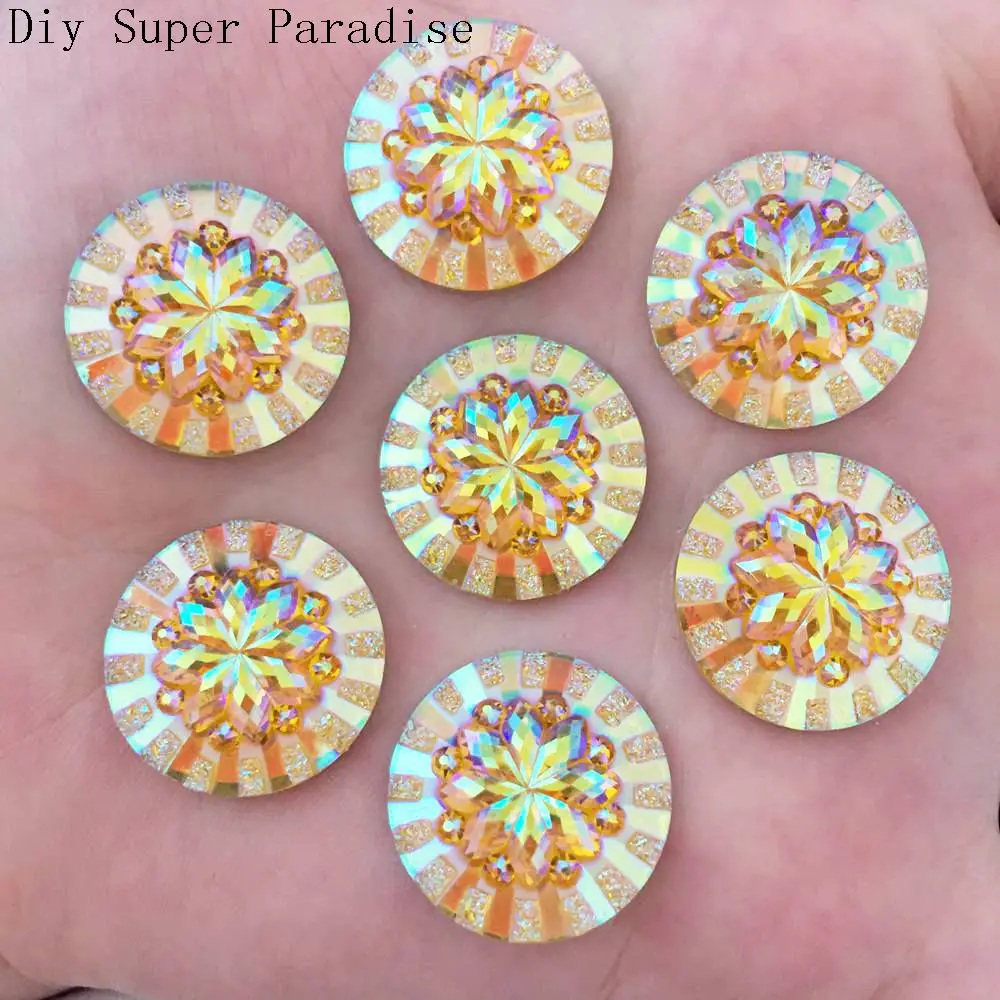 Nowy 10 sztuk 20mm AB żywica okrągły Flatback 3D kwiat Rhinestone guziki ślubne DIY K66