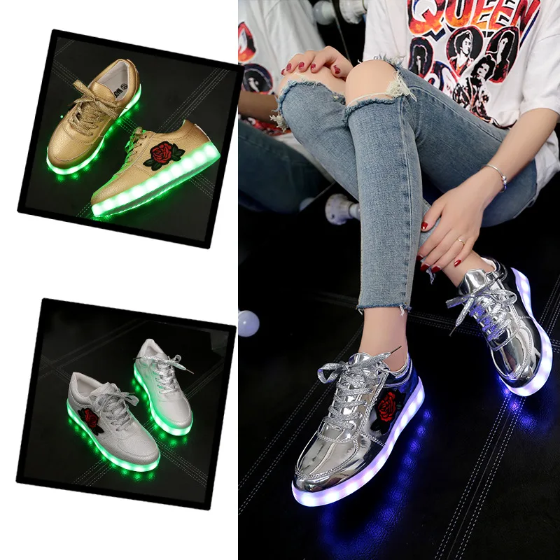 RayZing Rose Blume Glowing Turnschuhe Neue 30-44 Leucht Turnschuhe für Mädchen Jungen Frauen Schuhe mit Licht Led Schuhe