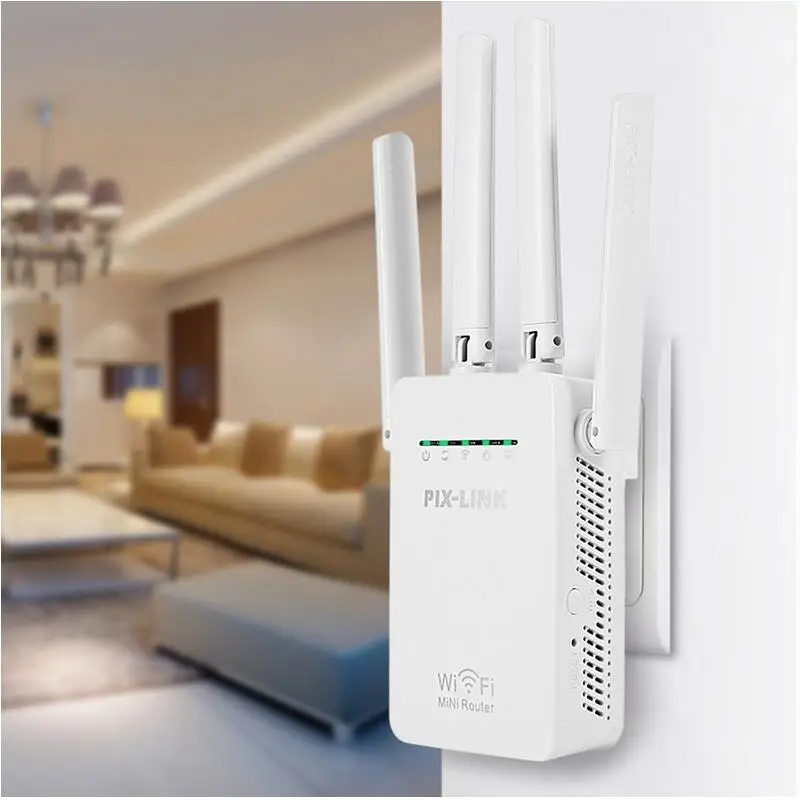 PIXLINK WR09 Original Wireless Wifi Repeater 300Mbps Universal Long Range Router With 4 Antennas AP/Router/Repeater 3in1 Mode