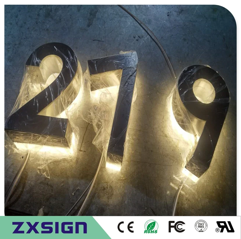 5 "Hoge Back Lit Rvs Led Huis Nummer, 12Cm Hoge 3D Led Doorplate Nummer, led Light-Up Addresshouse Nummers