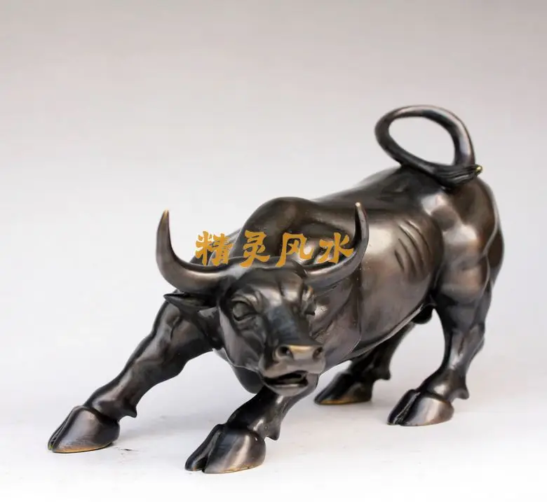 Promotional boutique pure copper ornaments of Wall Street Home Furnishing cattle bull decor decoration gift black