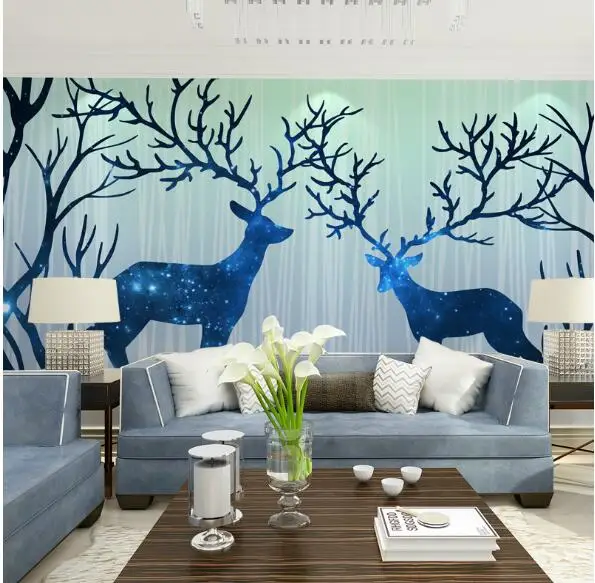 

Textiled Wallpaper Photo Murals 3D Wallpapers murales de pared 3d paisajes animal Abstract Mural Tree David's Deer Wapiti