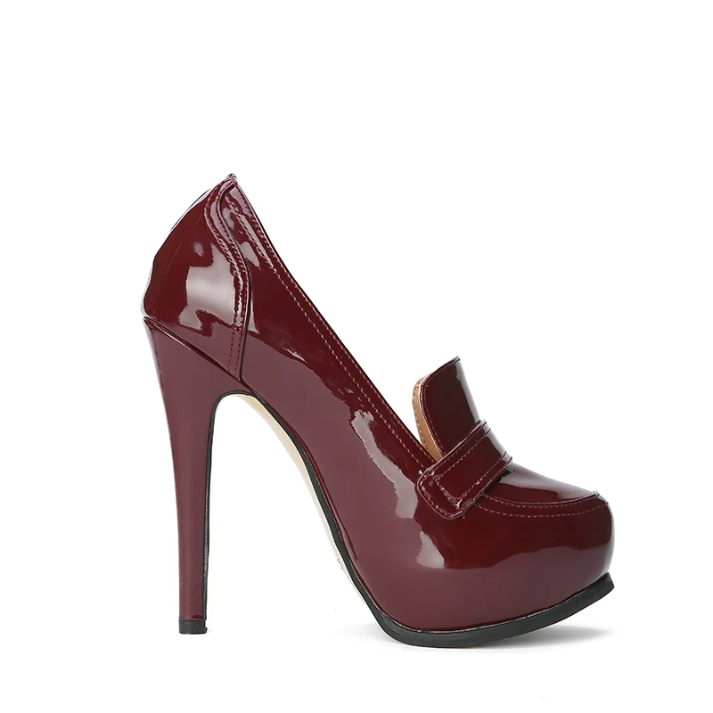 Kcenid Plus Size 35-47 New Patent Leather Women Platform Pumps Sexy High Heels Elegant Pumps Round Toe Party Shoes Red Wine 2023