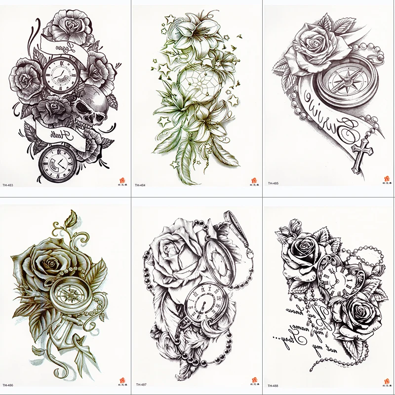 Flash Clock Body Art  Waterproof Temporary Tattoos Tattoo Stickers For Woman