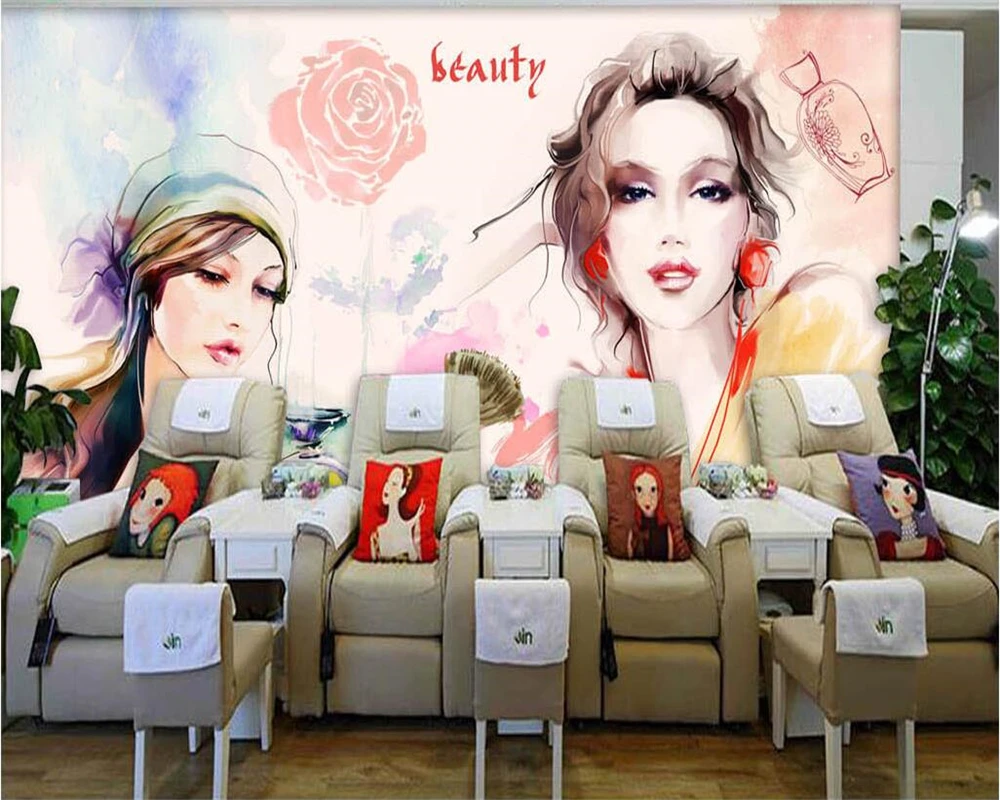Custom wallpaper watercolor beauty beauty shop nail shop background wall clothing store home decoration 3d wallpaper